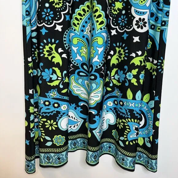 MSK Dress Womens Small Black blue green Strapless Paisley Print Floor Maxi - Picture 5 of 13